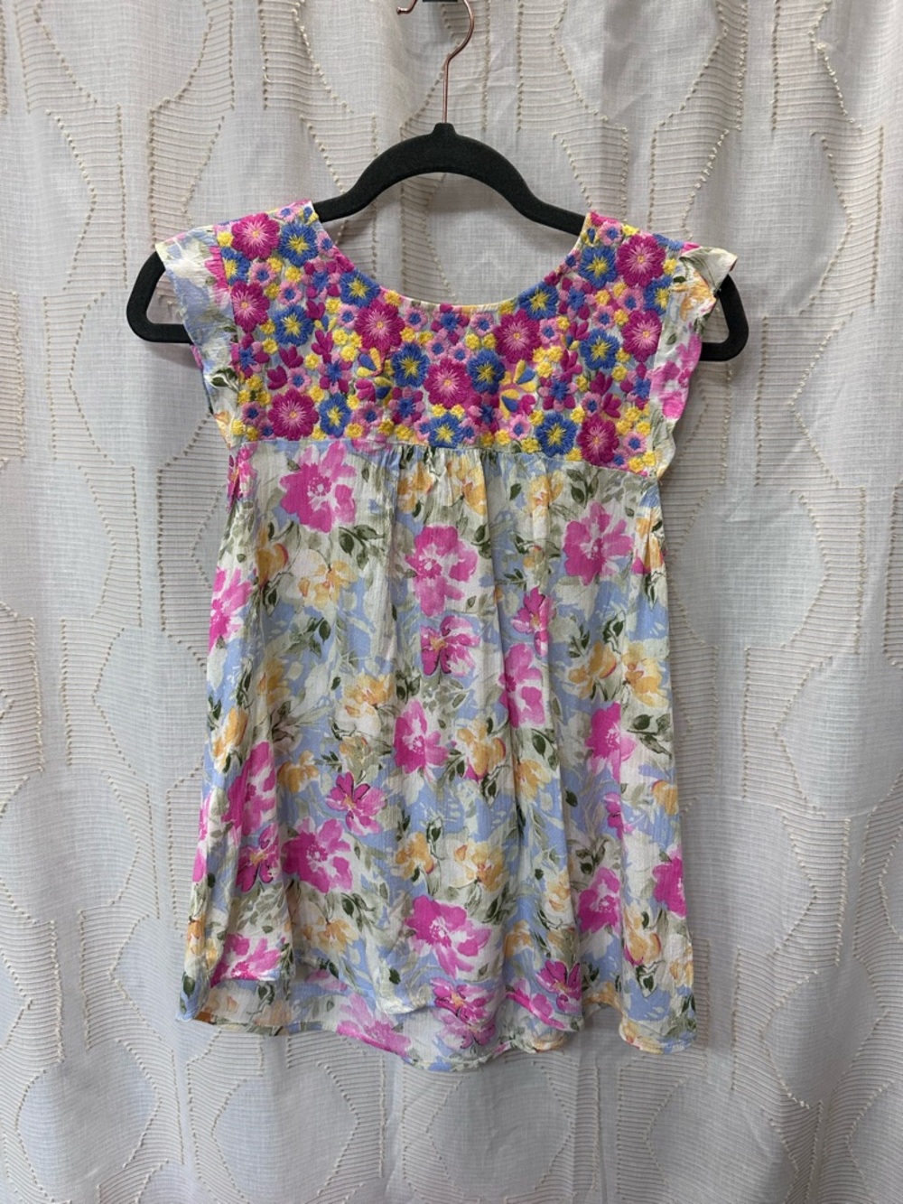Savanna Jane Pink and Blue Floral Blouse